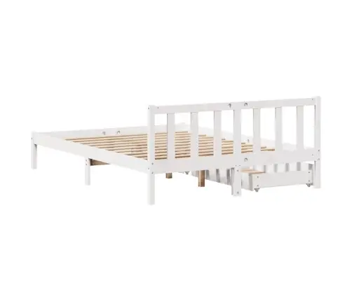 Gulta Bez Matrača, Balts, 150X200 Cm, Priedes Masīvkoks Vidaxl