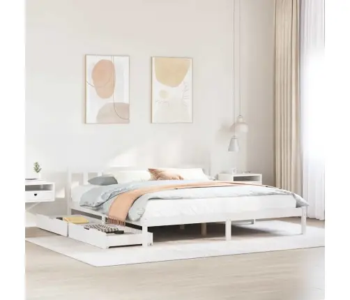 Lovos Rėmas Be Čiužinio, Baltas, 180X200cm Pušies Masyvas