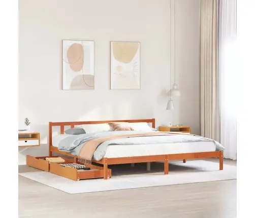 Voodiraam Ilma Madratsita, Vahapruun, 180 X 200 cm Männipuit