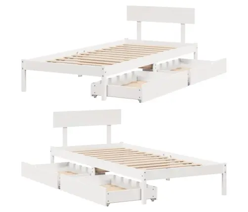 Gulta Bez Matrača, Balts, 75X190 Cm, Priedes Masīvkoks Vidaxl