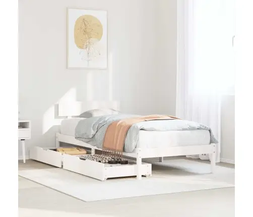 Gulta Bez Matrača, Balts, 75X190 Cm, Priedes Masīvkoks Vidaxl