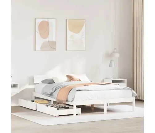 Gulta Bez Matrača, Balts, 120X190 Cm, Priedes Masīvkoks Vidaxl