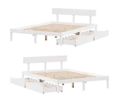 Gulta Bez Matrača, Balts, 135X190 Cm, Priedes Masīvkoks Vidaxl