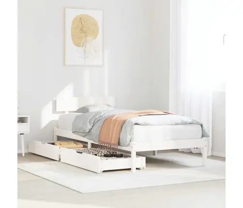 Voodiraam Ilma Madratsita, Valge, 90 X 200 cm Männipuit