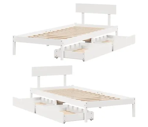 Gulta Bez Matrača, Balts, 100X200 Cm, Priedes Masīvkoks Vidaxl