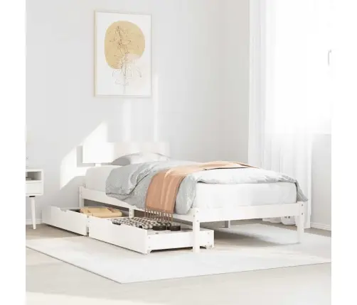 Gulta Bez Matrača, Balts, 100X200 Cm, Priedes Masīvkoks Vidaxl