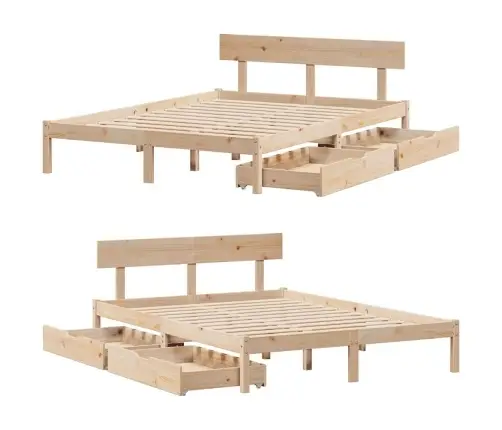 Gulta Bez Matrača, 140X200 Cm, Priedes Masīvkoks Vidaxl