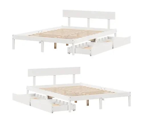 Voodiraam Ilma Madratsita, Valge, 150 X 200 cm Männipuit