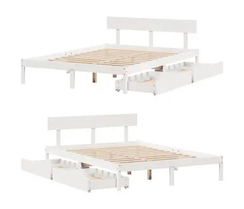 Gulta Bez Matrača, Balts, 160X200 Cm, Priedes Masīvkoks Vidaxl