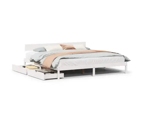 Gulta Bez Matrača, Balts, 200X200 Cm, Priedes Masīvkoks Vidaxl