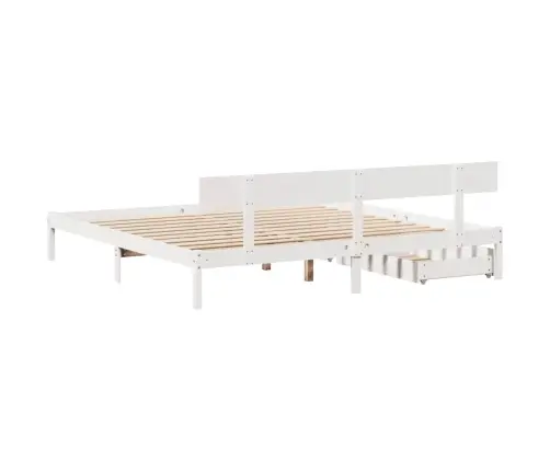 Gulta Bez Matrača, Balts, 200X200 Cm, Priedes Masīvkoks Vidaxl