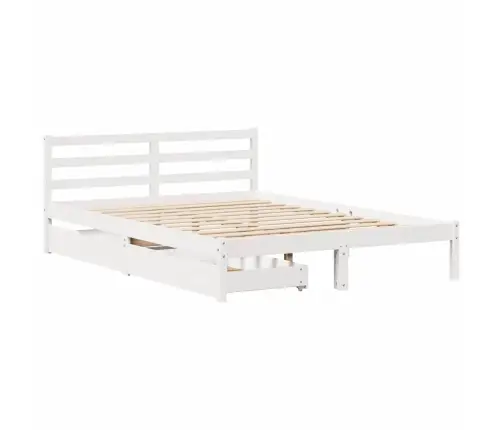 Gulta Bez Matrača, Balts, 120X190 Cm, Priedes Masīvkoks Vidaxl