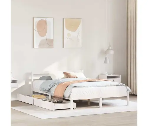 Voodiraam Ilma Madratsita, Valge, 120 X 190 cm Männipuit