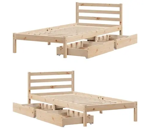 Voodi Ilma Madratsita, 100 X 200 cm Männipuit