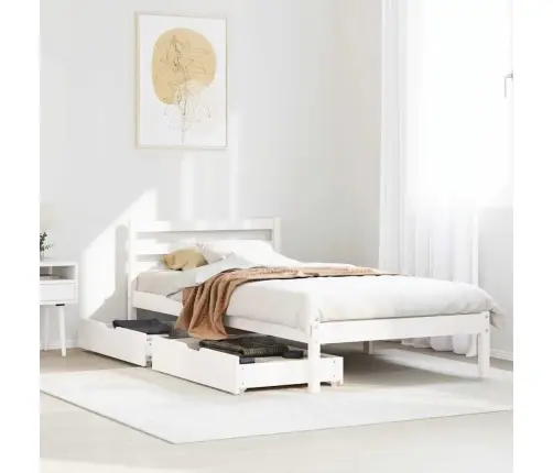 Lovos Rėmas Be Čiužinio, Baltas, 100X200cm Pušies Masyvas