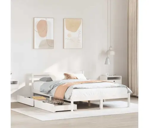 Voodi Ilma Madratsita, Valge, 120 X 200 cm Männipuit