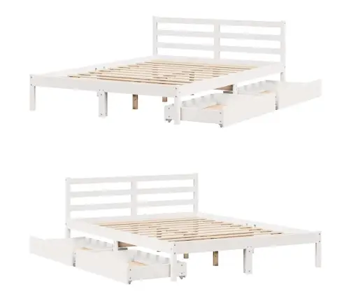 Gulta Bez Matrača, Balts, 140X200 Cm, Priedes Masīvkoks Vidaxl