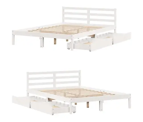 Gulta Bez Matrača, Balts, 160X200 Cm, Priedes Masīvkoks Vidaxl