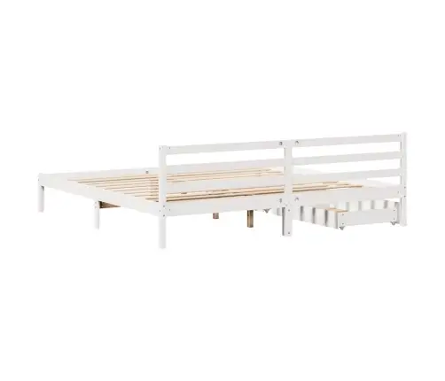 Gulta Bez Matrača, Balts, 180X200 Cm, Priedes Masīvkoks Vidaxl