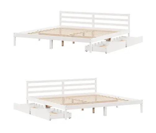 Gulta Bez Matrača, Balts, 180X200 Cm, Priedes Masīvkoks Vidaxl