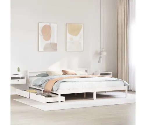 Gulta Bez Matrača, Balts, 180X200 Cm, Priedes Masīvkoks Vidaxl