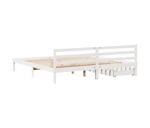 Voodiraam Ilma Madratsita, Valge, 200 X 200 cm Männipuit