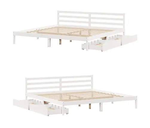 Voodiraam Ilma Madratsita, Valge, 200 X 200 cm Männipuit