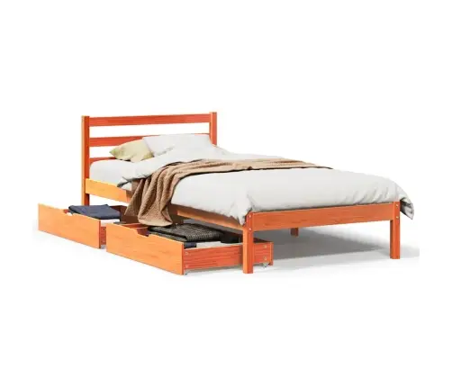 Gulta Bez Matrača, Vaska Brūnas, 90X200 Cm, Priedes Masīvkoks Vidaxl