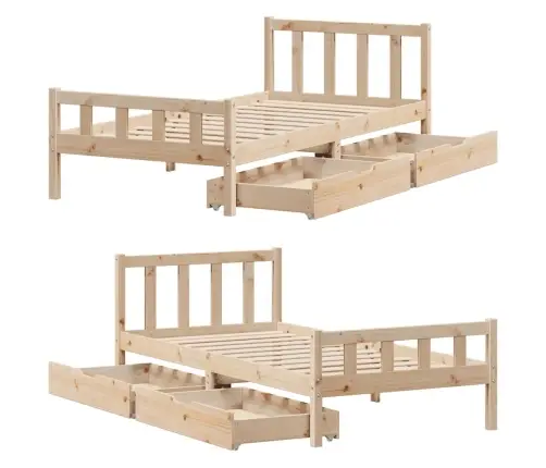 Voodi Ilma Madratsita, 100 X 200 cm Männipuit