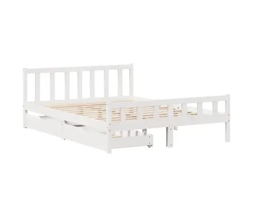 Gulta Bez Matrača, Balts, 160X200 Cm, Priedes Masīvkoks Vidaxl