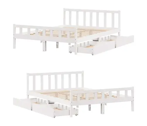 Gulta Bez Matrača, Balts, 160X200 Cm, Priedes Masīvkoks Vidaxl