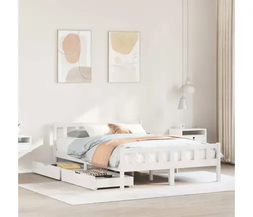 Gulta Bez Matrača, Balts, 160X200 Cm, Priedes Masīvkoks Vidaxl