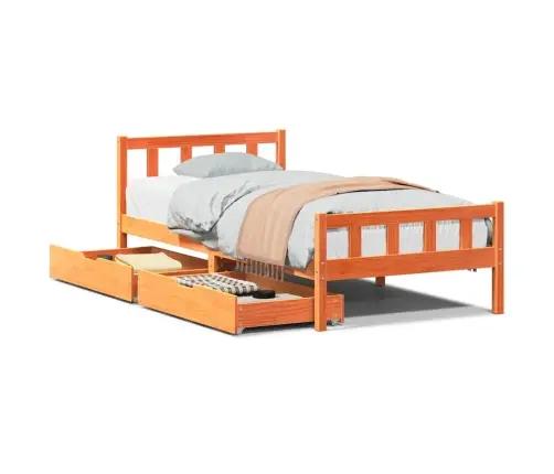 Gulta Bez Matrača, Vaska Brūnas, 90X190 Cm, Priedes Masīvkoks Vidaxl