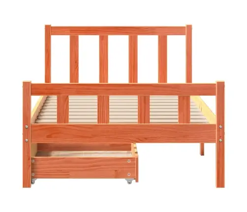 Gulta Bez Matrača, Vaska Brūnas, 90X190 Cm, Priedes Masīvkoks Vidaxl