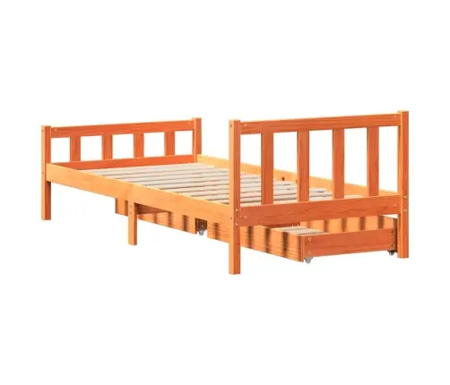 Gulta Bez Matrača, Vaska Brūnas, 90X190 Cm, Priedes Masīvkoks Vidaxl