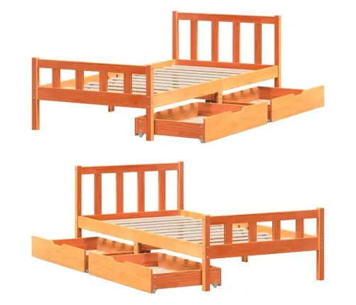 Gulta Bez Matrača, Vaska Brūnas, 90X190 Cm, Priedes Masīvkoks Vidaxl