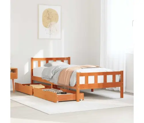 Gulta Bez Matrača, Vaska Brūnas, 90X190 Cm, Priedes Masīvkoks Vidaxl