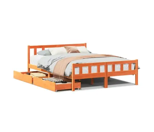 Gulta Bez Matrača, Vaska Brūnas, 150X200 Cm, Priedes Masīvkoks Vidaxl