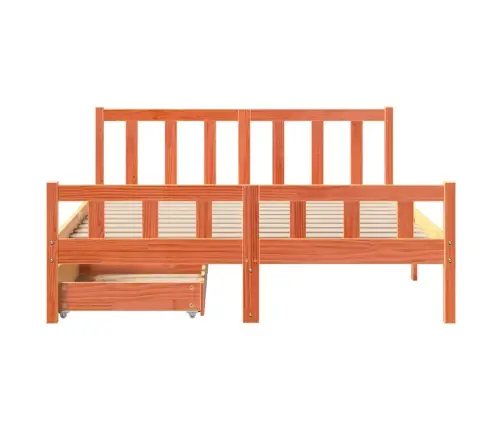 Gulta Bez Matrača, Vaska Brūnas, 150X200 Cm, Priedes Masīvkoks Vidaxl