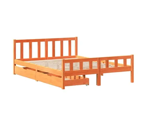 Gulta Bez Matrača, Vaska Brūnas, 160X200 Cm, Priedes Masīvkoks Vidaxl