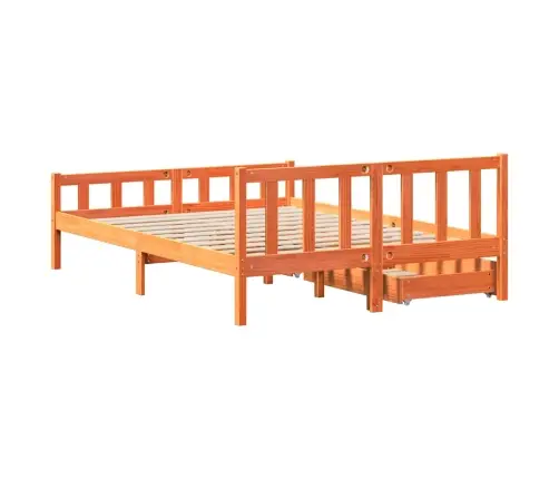 Gulta Bez Matrača, Vaska Brūnas, 160X200 Cm, Priedes Masīvkoks Vidaxl