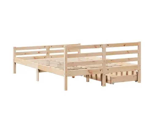 Gulta Bez Matrača, 135X190 Cm, Priedes Masīvkoks Vidaxl