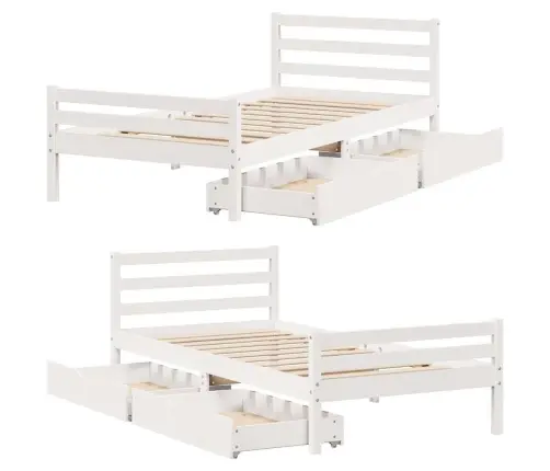 Voodi Ilma Madratsita, Valge, 100 X 200 cm Männipuit