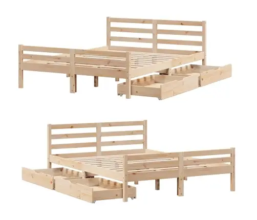 Gulta Bez Matrača, 140X200 Cm, Priedes Masīvkoks Vidaxl