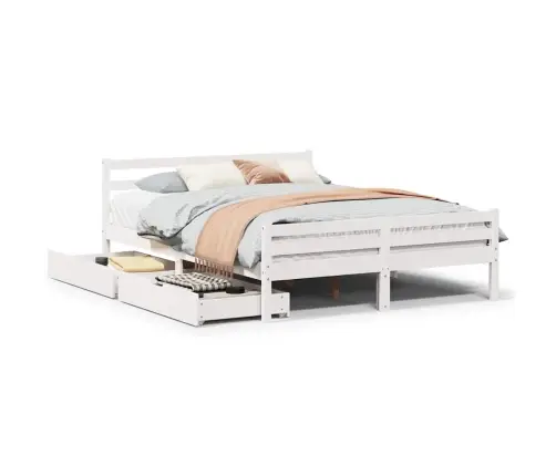 Lovos Rėmas Be Čiužinio, Baltas, 140X200cm Pušies Masyvas