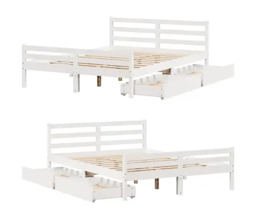 Lovos Rėmas Be Čiužinio, Baltas, 140X200cm Pušies Masyvas