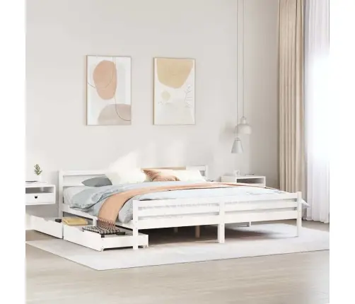 Voodiraam Ilma Madratsita, Valge, 200 X 200 cm Männipuit