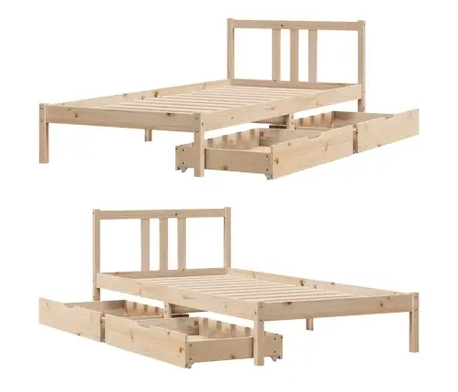 Gulta Bez Matrača, 90X190 Cm, Priedes Masīvkoks Vidaxl