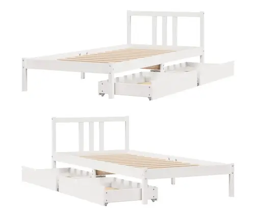 Voodiraam Ilma Madratsita, Valge, 90 X 200 cm Männipuit