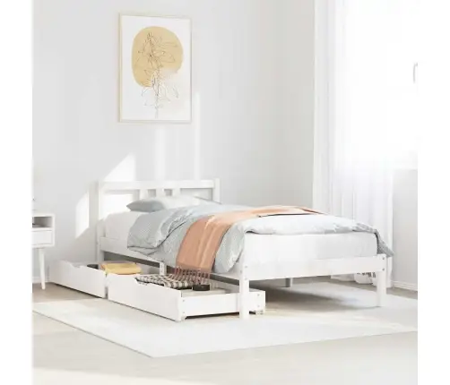 Voodiraam Ilma Madratsita, Valge, 90 X 200 cm Männipuit